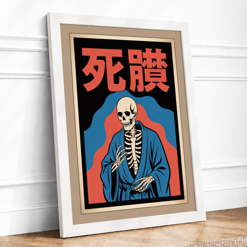 Skeleton In Blue Jacket Vintage - Print, A4 - 29.7 x 21.0 cm, White