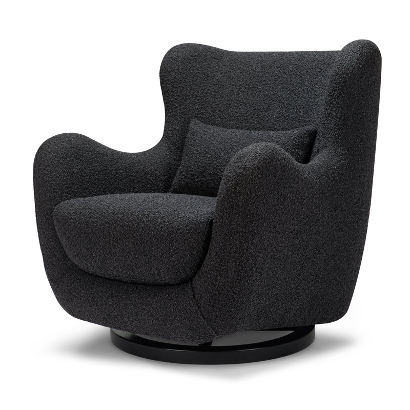 Solstice Swivel Glider in Boucle, Black Boucle