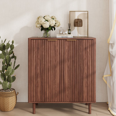 2 - Ripple Door Accent Cabinet, Storage Cabinet With Wood Feet