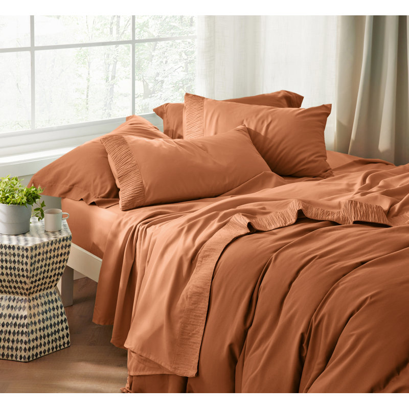 Ensemble de draps en microfibre de polyester pour literie Hotel Luxury, Ensemble de draps pour grand lit avec 2 taies d'or