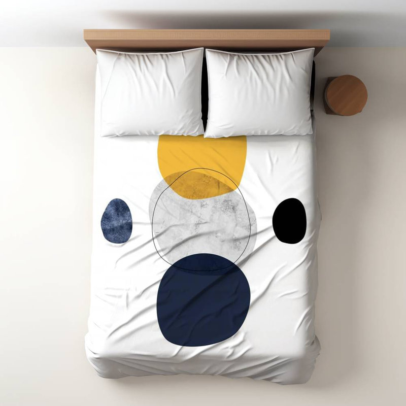 Polyester Sateen Duvet Cover, Twin Duvet, Blue Spheres