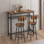 Table de bar, équipée de 2 tabourets de bar, avec dossier et cloison