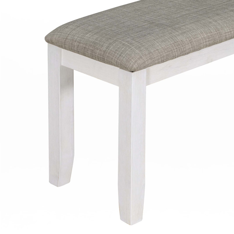 Ensemble de table de salle à manger 6 pièces avec 4 chaises et un banc, Gris / blanc délavé