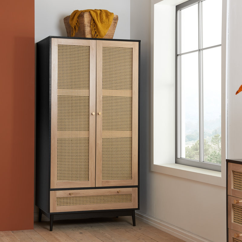 Noemi 2 Door Manufactured Wood Wardrobe, Black