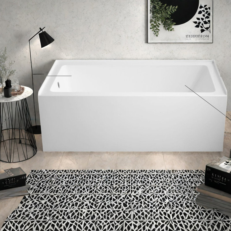 Baignoires et bains à remous gain de place de 137 cm (54 pouces) - Baignoire en acrylique moderne en alcôve