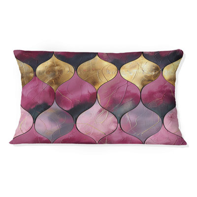 Coussin lombaire moderne rose et or scintillant III