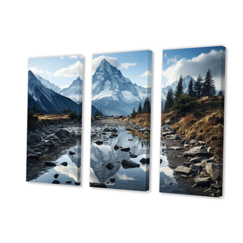 Ensemble de salon d'art mural canadien Canadablack And White Mountain Reflections I, H 28 po x l 36 po x P 1 po