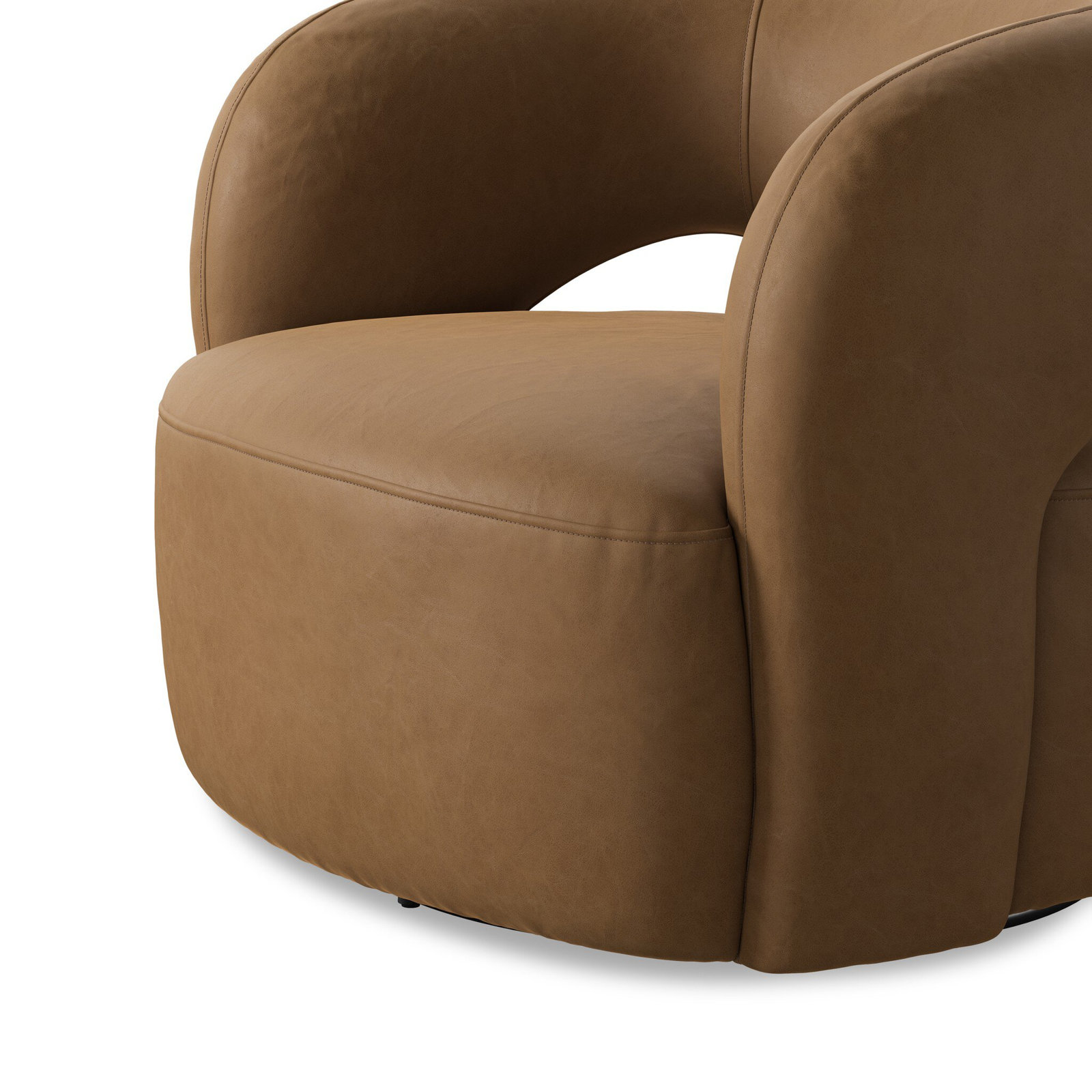 Novella Swivel Chair-Monte Olive, Maestro Camel Top Grain Leather