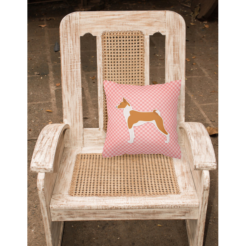 Coussin intérieur / extérieur Basenji Basenji, H 18 po x l 18 po x P 3 po, Rose