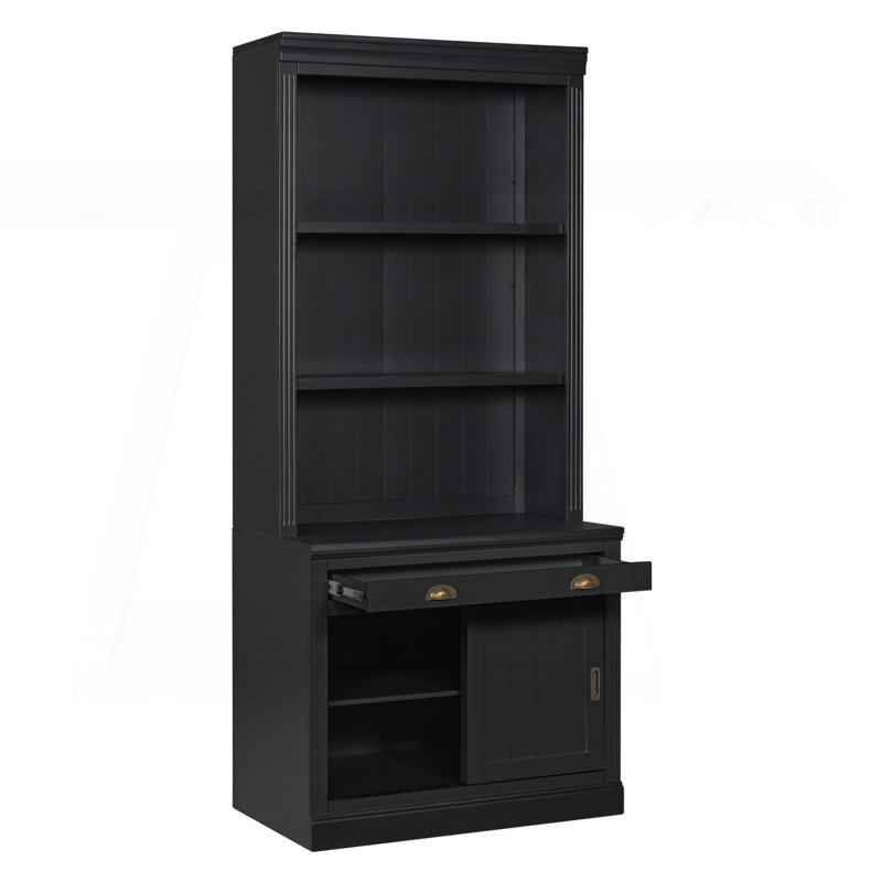 Sophisticated Tall Bookshelf with LED Lights and Versatile Storage Options, Black