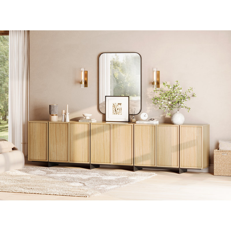 Modern 8-Door Sideboard Buffet Cabinet With T-Shaped Legs, Large Storage Cabinet For Living Room, Dining Room & Kitchen, Multifunctional Coffee Bar