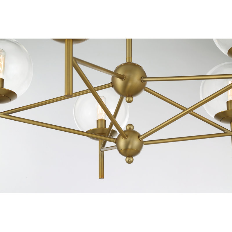 Everly Quinn Auresa Soft Brass With Clear Pendant Light