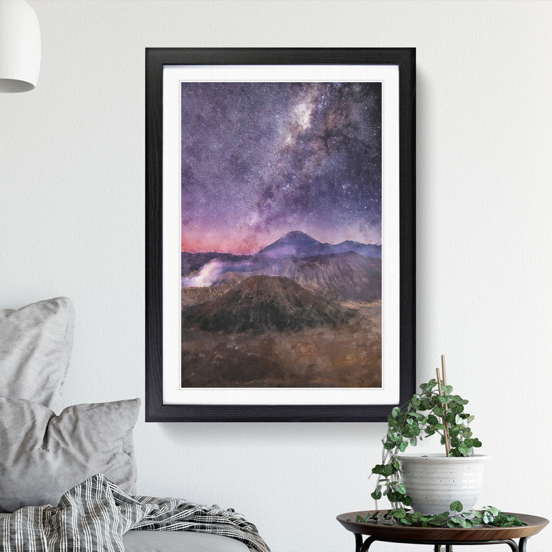 Milky Way Above Mount Bromo - Picture Frame Graphic Art, Black Framed, 48cm H x 36cm W x 2cm D