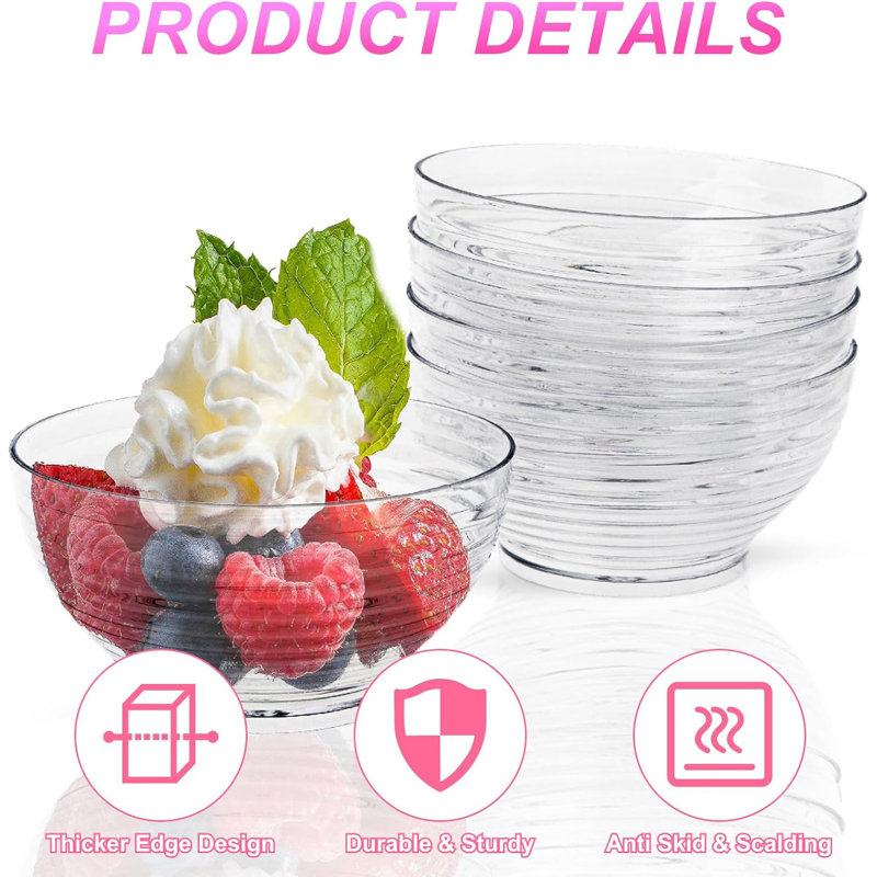 150-pack 3 Oz Clear Plastic Dessert Bowls