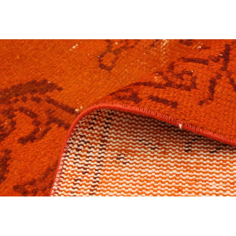 Tapis décoratif en laine de conception unique 5 pi 4 po x 9 pi 6 po Denelda noué à la main 1980s