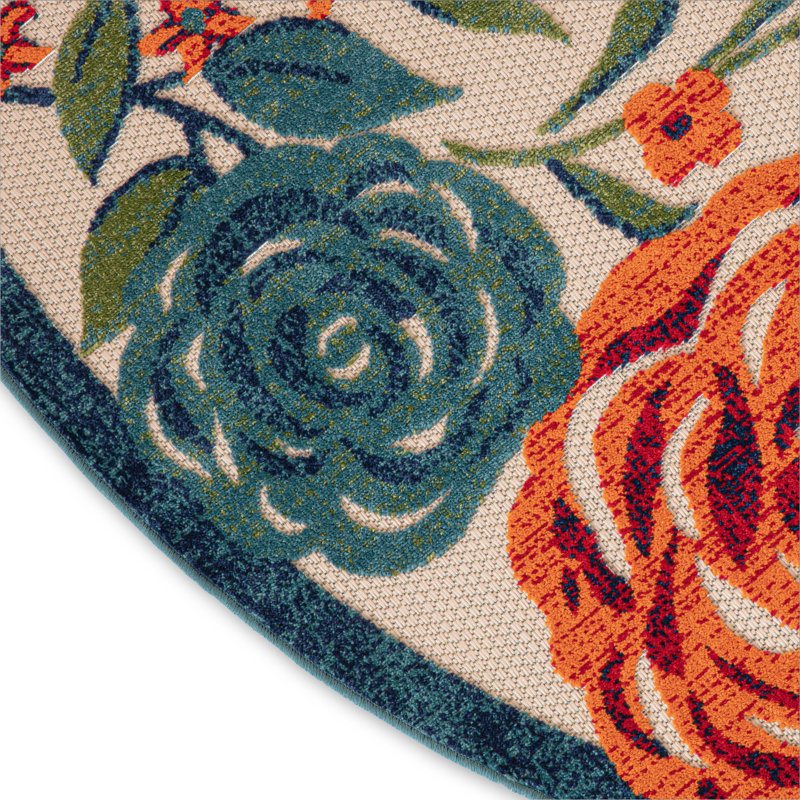 Nichelle Floral Indoor/Outdoor Area Rug, Round 7'10"