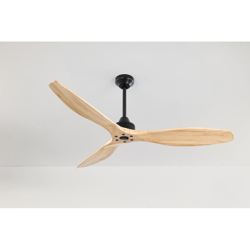 Hexanova Smart Ceiling Fan, 60", Black with Natural Wood Blades