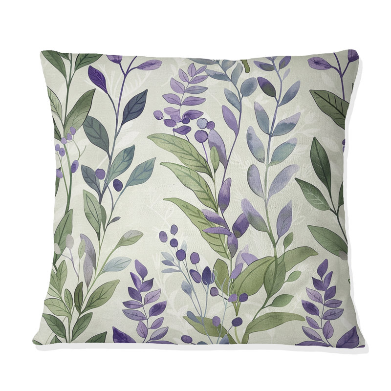 Lavender Fields V - Modern Throw Pillow, 18"H x 18"W