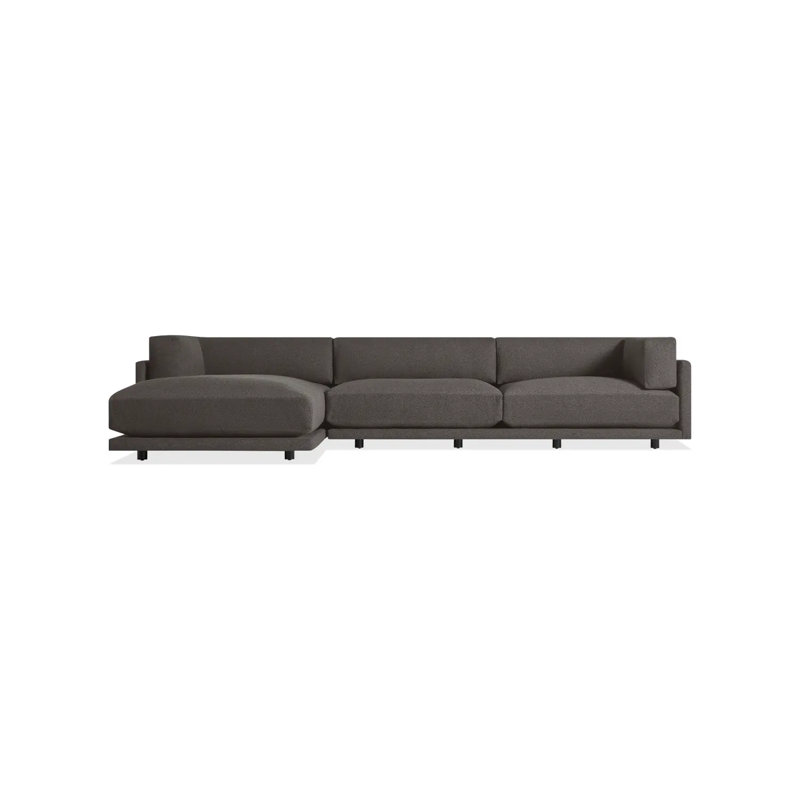 Sunday Chaise Sectional, Left Hand Facing, Kelso Charcoal 100% Polyester