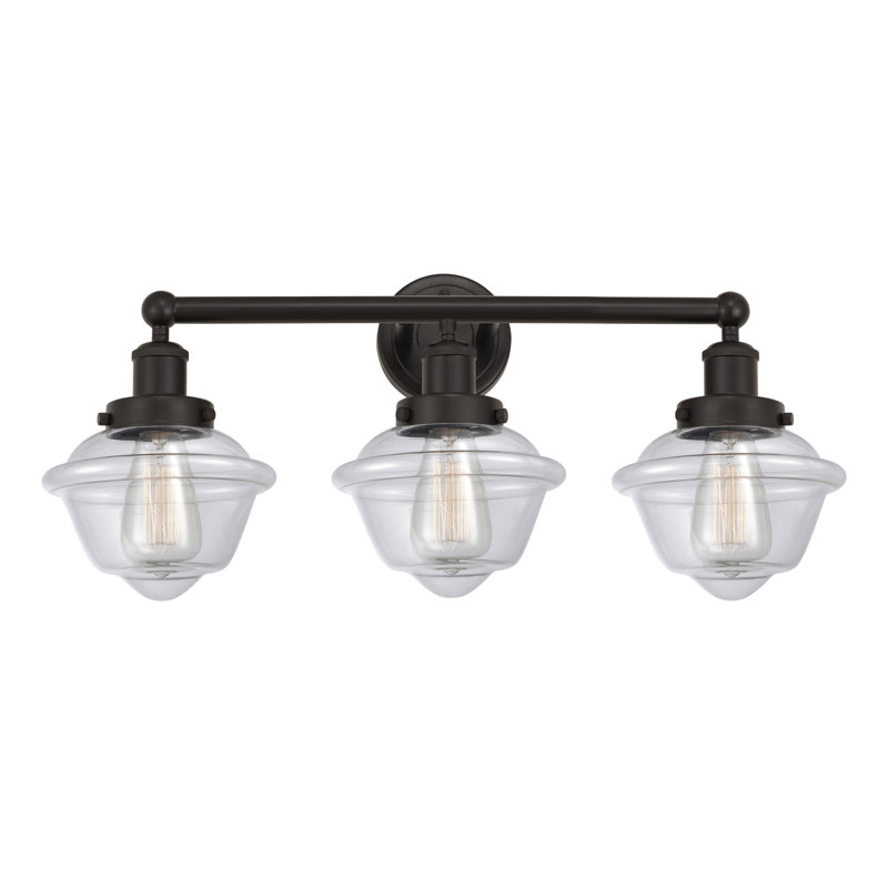 Éclairage pour meuble-lavabo à 3 lumières à intensité variable Grourke, Transparent, Bronze huilé