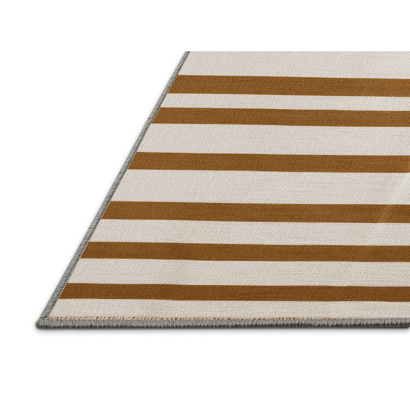 Tapis gris à rayures horizontales lavable à la machine, Rectangle 8 pi x 12 pi