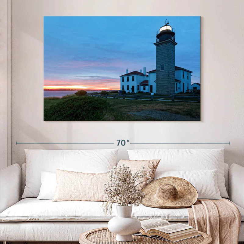 Aletra, coucher de soleil sur le phare de Beavertail, H 34 po x l 51 po