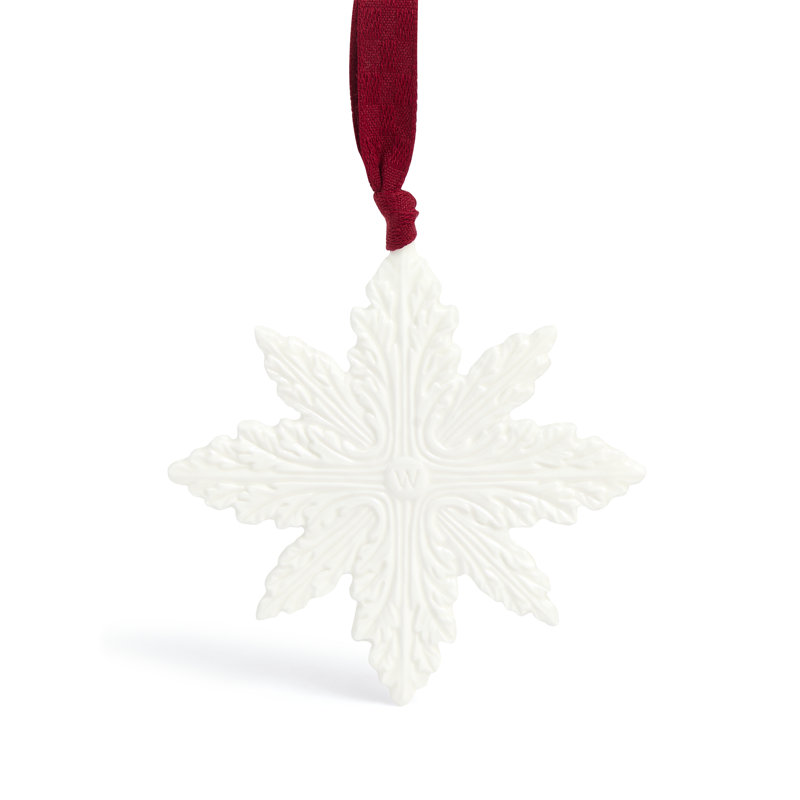 Festive 0.39'' Bone China Snowflakes Holiday Shaped Ornament