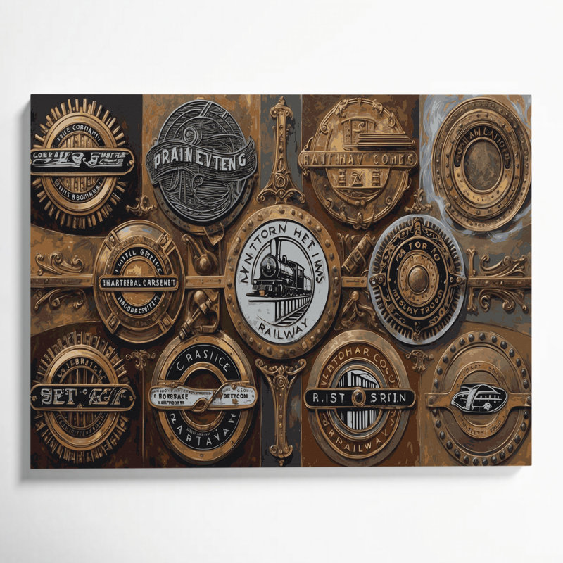 Transport, compagnie de chemin de fer historique, art mural sur toile brune, H 11 po x l 14 po