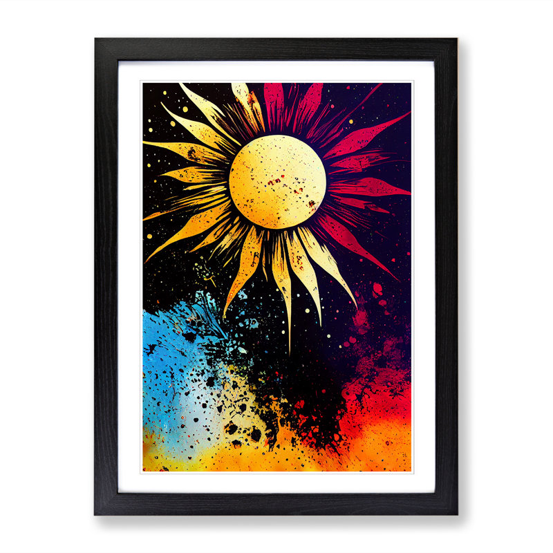 Sun Paint Splatter Vol.1 - Picture Frame Print, Black, 34cm H x 25cm W x 2cm D