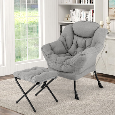 Upholstered Armchair With Footstool