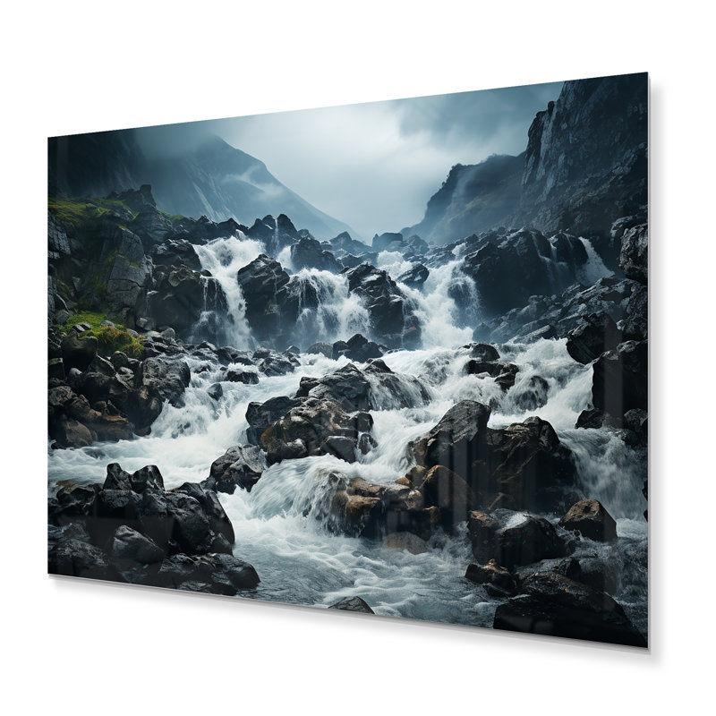 Cascade éternelle V - impression sans cadre sur métal, H 12 po x l 20 po x P 1 po