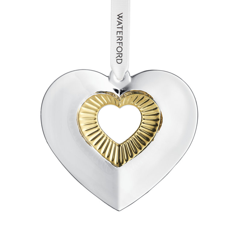 Waterford Heart Ornament with Gold