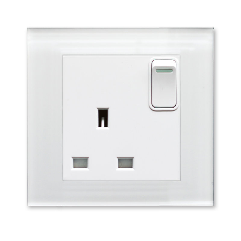 Crystal PG 13A Single Plug Socket With Switch Black, White