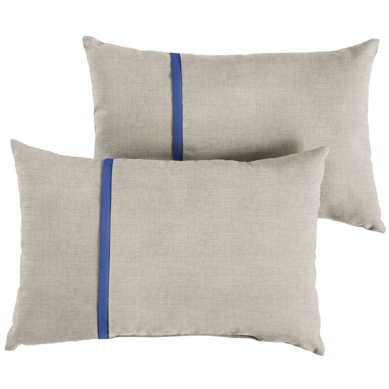 Coussin d'extérieur Quincy, 12 po x 24 po, Bleu marine clair / argent