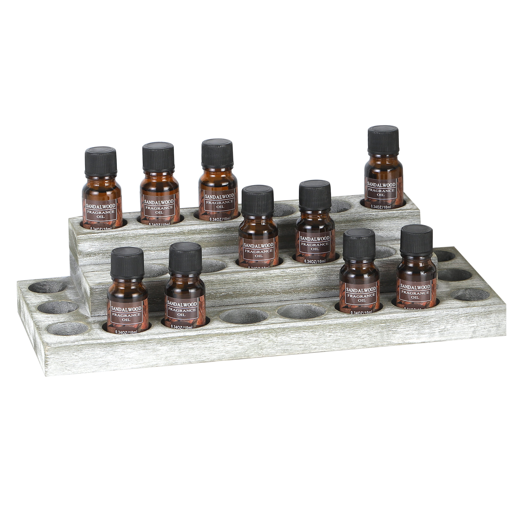 Essential Oil Storage, Wall Mounted Wooden Display Shelf Rack for Essential  Oils & Nail Polish, Rustic Gray White 