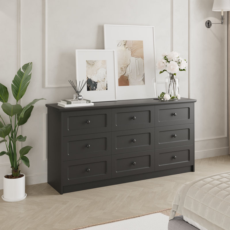 9  Drawer Dressers, Black