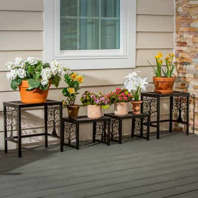 Tree of Life Indoor/Outdoor Metal Plant Stand, Set of 4