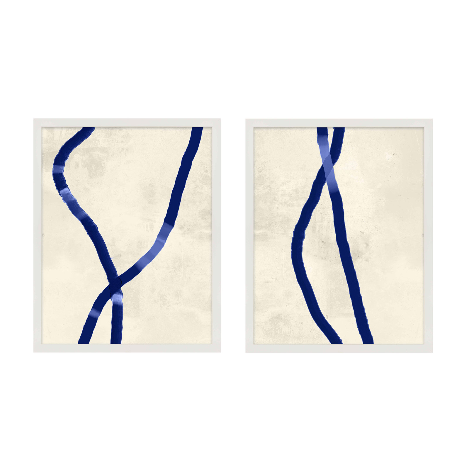 Blue Rope 2-Piece Print Set by Jacques Pilon, White Framed, 50" H x 80" W x 1.25" D