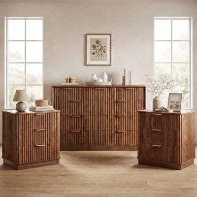 Bedroom Set, Night Stand Set of 2, Dresser and Nightstand Set,Tall Bedroom Dresser,Bed Side Table with 3 Drawers, 9 Drawers Dresser, Bedroom Furniture