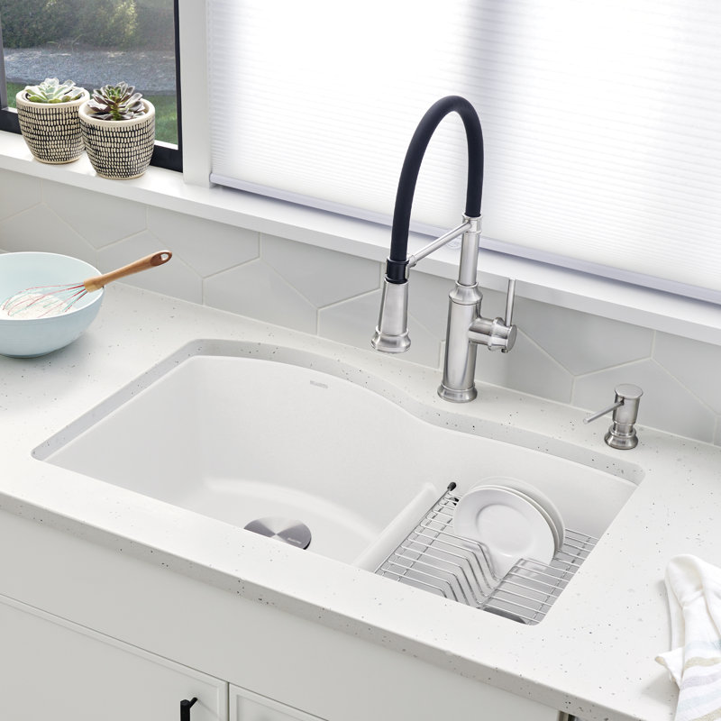 Diamond SILGRANIT 32" L x 20.88" W Double Bowl Undermount Kitchen Sink with Low Divide, Volcano Gray