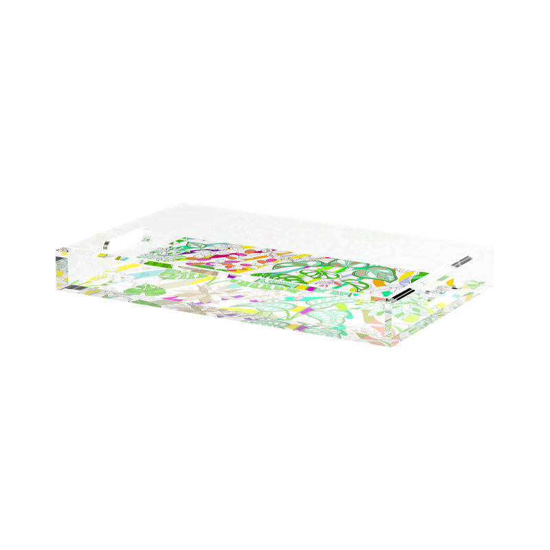 Sabi Jungle Natural Acrylic Rectangle Decorative Tray, 17"W x 10.5"D x 2"H