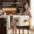 Modern Barrel Counter Stools with Backrest and Arms, Linen Fabric Upholstered Accent Barstools for Kitchen Island,Support 450 LBS-1080279876