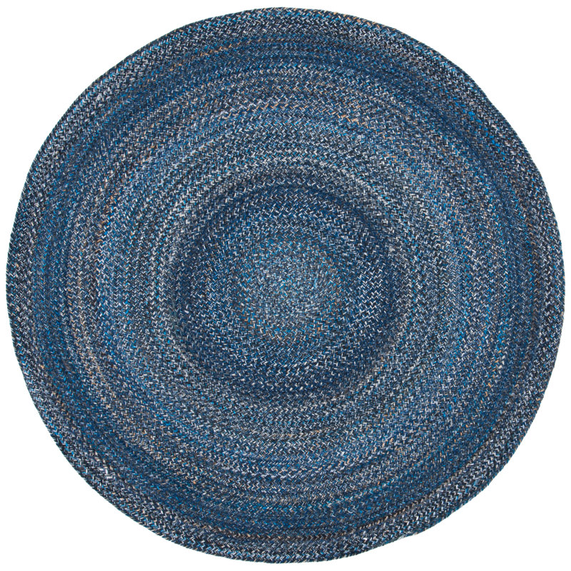 Round Alik Flatweave Area Rug, Round 122 cm, Navy