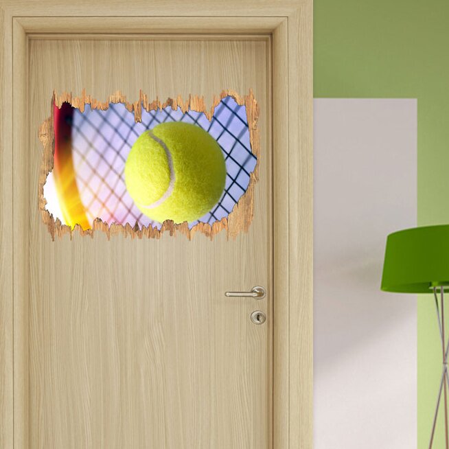 Tennis Racket with Tennis Ball Wall Sticker pink,yellow