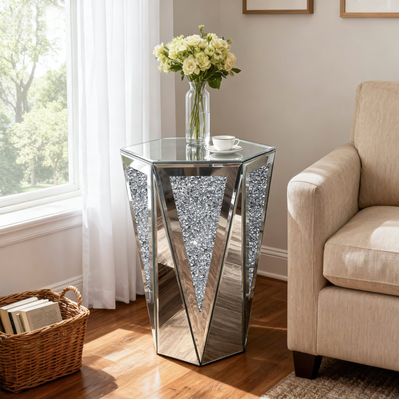 Table de bout hexagonale avec miroir H 20 po Amla