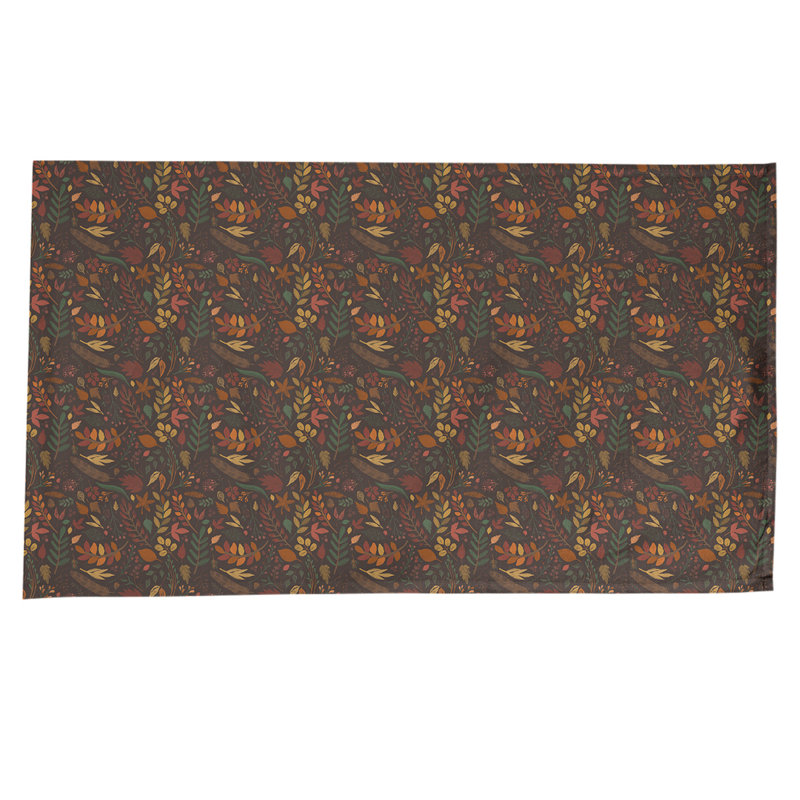 Festive Hol Tablecloth, 102" L x 58" W, Black/Brown/Green