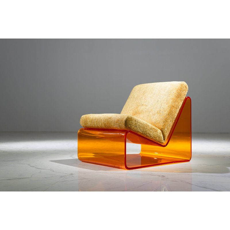 Méridienne en acrylique avec coussin sur mesure Modern Lucite , Ambre