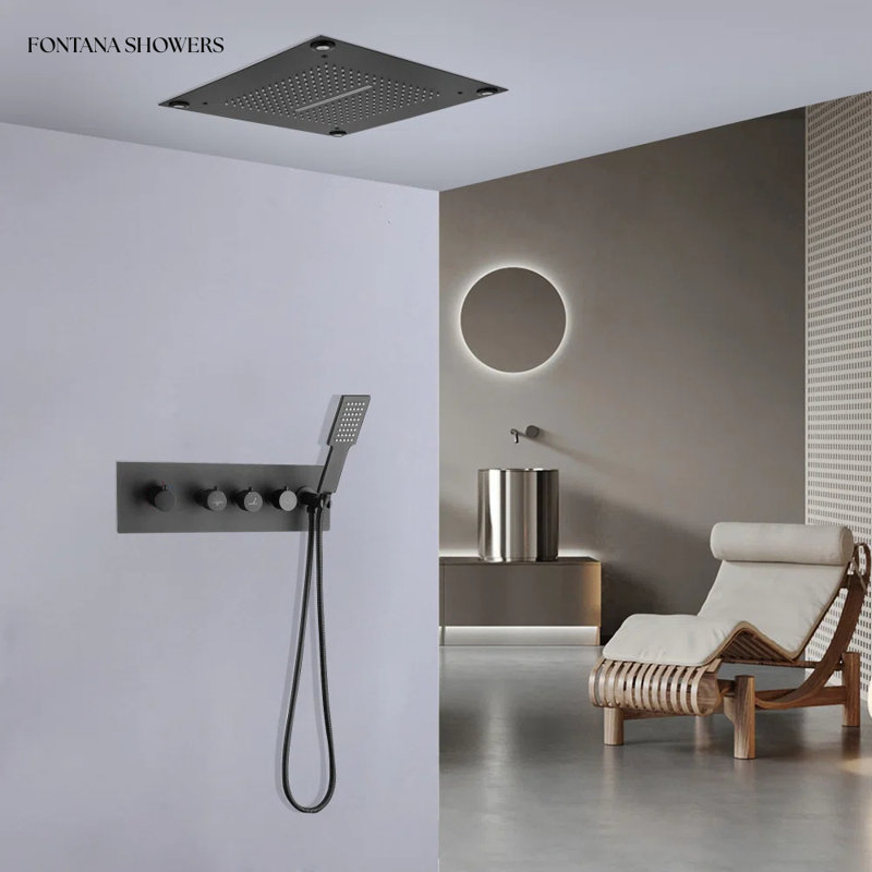 Système de douche thermostatique à DEL Bolzano de 16 po avec 4 fonctions dans un style moderne