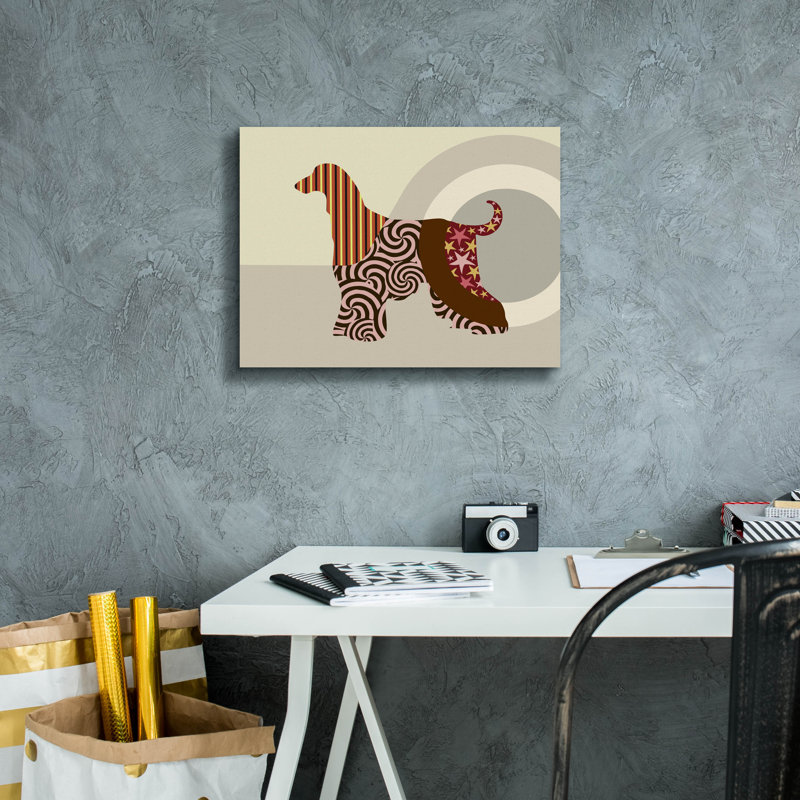 "Chien afghan" par Lanre Adefioyue, H 12 po x l 16 po x P 0,75 po
