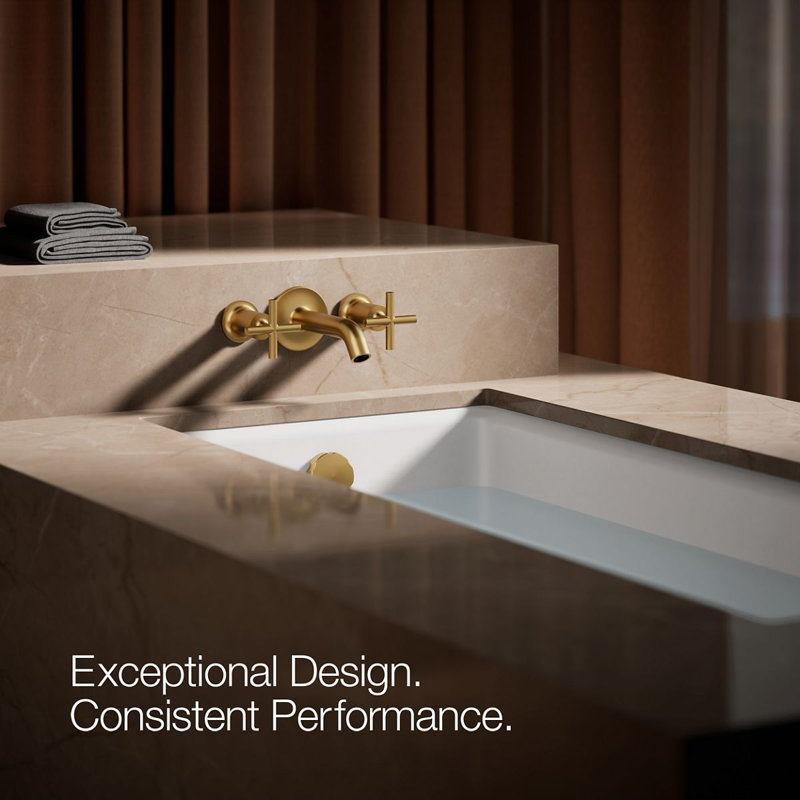 Purist® Deck- or Wall-Mount High-Flow Bath Valve Trim with Cross Handle, Vibrant Brushed Moderne Brass